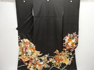 大正ロマン　錦紗松皮菱に草花模様五つ紋花嫁衣装振袖